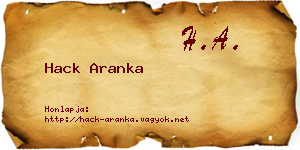 Hack Aranka névjegykártya
